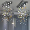 Oval Stone Crystal Chandelier Led Rectangle Light Fixture For Kitchen Dining Room Modern Lamp Luxury Home Decor Indoor Lighting