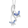 6 Color Amethyst Ruby Gem Stone King Blue Tanzanite Silver Butterfly Infinity Pendant Necklace with 18 Inch Silver Chain