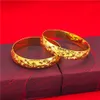 15mm Thick Bangle Womens Bracelet Carved Star 18K Yellow Gold Filled Solid Dubai Wedding Women's Bangle Vintage Jewelry Dia 60mm 1piece