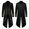 Men's Jackets Men Vintage Jacquard Punk Jacket Swallow-Tailed Coat Velvet Trim Steampunk Gothic Brocade Frock UniformMen's