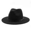 Berretti Cappello Fedora di lana bianco nero Cappello in feltro Tesa larga Donna Trilby Chapeu Feminino Donna Uomo Jazz Padrino Sombrero CapsBerretti BerrettiBerretto