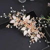 TOPQUEEN HP358 Luxury Rose Gold Bridal Tiara Wedding Cheap Bridal Comb Rhinestone Alloy Flower Bridal Headpieces for Decoration AA220323