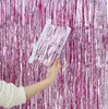 1x2m Sfondo Partito Sfondo Rosa Tende in oro Rosa Rainbow Pioggia Film Brange Tinsel Wedding Birthday Party Background Love Ballon Photo Puntelli
