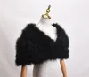 Véritable plume d'autruche fourrure châle enveloppe Cape mariée accessoires de fête de mariage noir