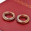 Gold Silver Rosegold tre-ring Crossing Triple Rings for Women Men Lovers 316l Titanium Steel Wedding Band Aneis Anel Bague Femme Original Designer Rin Rin