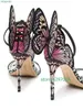 Butterfly Evangeline Angel Wing Sandals Genuine Leather Wedding Shoes Glitter Sapates Women Heels Finkle Wrap220513