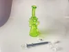 Cachimba de vidrio reciclado transparente, tubo de plataforma petrolera carta, azul o verde, junta de 14 mm, concesiones de precios, bienvenido a realizar el pedido