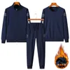 Herrspårar Män män som kör uppsättningar Tracksuit Gym Fitness Sports Suit Mens kläder Autumn Training Jogging Plus Velvet