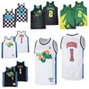 Movie Basketball Space Jam Tune Squad Looney 1 Bugs Bunny Jersey 2 Daffy Duck 0 MONSTARS CHECKERED Uniform HipHop Schwarz Weiß Alle Nähte atmungsaktiv für Sportfans