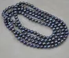 120cm Long 7-8mm Peacock Black Genuine Cultured Pearl Necklace Chains Morr22