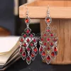 Bohème ethnique cristal strass boucles d'oreilles pour femmes Vintage géométrique multicouche creux pêche coeur longue goutte boucles d'oreilles bijoux