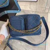 Designer- Mulheres Clássicas Crossbody Câmera Bag Mulheres Sólida Denim Tecido Tecido De Ombro Luxo Vintage Chain Zipper Chain Bolsas