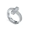 Luxe Designer Band Ringen 925 Zilveren CZ Diamant Letter T Vrouwen Trouwring Mode Klassieke Sieraden