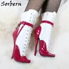 Sorbern Double Fechs Botas de tornozelo para Mulheres Ballet High Heel Stilettos BDSM Sapatos Crossdresser Costume Cores