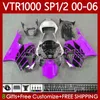 OEM Fairings för Honda VTR RTV 1000 VTR1000 2000 2001 2002 2003 04 05 06 Kropp 123NO.190 RC51 SP1 RTV1000 HOT PURPLE 00-06 SP2 VTR-1000 00 01 02 03 2004 2005 2006 Kroppsarbete