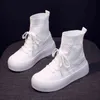 Neue Frauen Stiefeletten Gestrickte Spitze-up Wohnungen Plattform Solide Atmungs Weibliche Bequeme Damen Concise Freizeit Mode 2022 Y220729