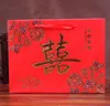 Prezent Chińskie Tradycyjne czerwone podwójne szczęście Wedding Paper Torba z pakietem uchwytu Torby cukierkowe 25x9,4x19cm 100pcs SN4067