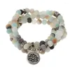 Beaded Strands Mala Amazonite 108 pärlor halsband för yoga buddhist rosenkransen charm armband fawn22