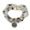 Brins de perles Mala Amazonite 108 Collier de perles pour yoga bouddhiste Rosary Prayer Charm Bracelet Fawn22