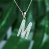 Pendentif colliers mignon femme blanc opale collier breloque couleur argent chaîne pour femmes Boho lettre M mariage collier pendentif