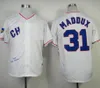 Mens Greg Atlanta 31 Maddux Baseball Jerseys 30th Vintage 1995 costura cinza camisetas vermelhas cinza camisetas azul retro