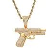 Pendentif Colliers Tendance Zircon Gun Collier Pour Hommes Femmes Hip Hop Rap Rock Bijoux CadeauPendentif ColliersPendentif