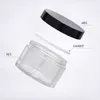 50g 80g 100g Clear PET Plastic Cream Bottle Cosmetic Jar Thick Wall Lip Balm Jars with Black Lid & PP Gasket
