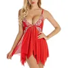 Porno Sleepwear Sex Clothes Plus Size Sexy Ladies Erotic Lingerie Sex Ladies Babydoll Transparent Lace Dress Pajamas + Thong 220516