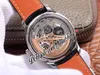 V9F 503312 Kalendarz wieczny A52610 Automatyczna męska zegarek stalowy niebieski tarcza srebrne markery księżycowe mocy rezerwowa czarna skóra ST249S