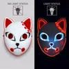 Nuevo Demon Slayer Fox Mask Fiesta de Halloween Anime japonés Cosplay Disfraz Máscaras LED Festival Favor Props EE