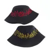 Berets Black Panama Gorro Fishing Caps Fisherman Hip Hop Flame Pattern Bucket Hats For Men Women Outdoor Fashion Sunhat