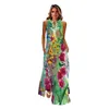 MOVOKAKA Frühling Sommer Print Langes Kleid Frauen Strand Urlaub Lässige Mode Elegante Kleider Party Ärmellose V-ausschnitt Maxi Kleider 220406