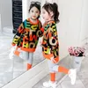Kinderkleding Pak Girls herfst kleding mode casual grote kinderbrief trui leggings tweedelige set 220326