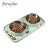 Benepaw Elegant Design Double Cat Bowl Slitstarkt Non-Spill Anti-Slip Pet Dog Feeder Avtagbart Rostfritt Stål Lätt att rengöra 220323