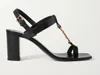 Sommar Lyx designer Dam sandal högklackat skor Cassandra Medallion Toe-Ring Sandaler svart läder cool Kväll Bröllop Skor med låda 35-43