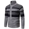 Autumn Winter Men Jackets Coats Fashion Striped Knitted Cardigan Slim Fit Sweaters Coat Mens Clothing 220726