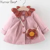 Humor Bear Autumn Baby Girl Clothes Petal Collar Baby Princess Dress Long Sleeve Button CoatFlower Bag Kids Clothing LJ201223