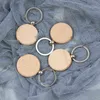 60Pcs Blank Round Wooden Key Chain Diy Wood Keychains Key Tags Can Engrave Diy Gifts AA220318