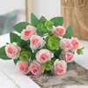 Fiori decorativi ghirlande e 1 mazzo di rose di seta bianca sposa artificiale con peonia falsa casa matrimoniale christdecorative decoratedecc