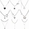Pendant Necklaces Punk Lock Thick Chain Trend Long Stainless Steel Necklace Heart For Women Jewelry Choker Double Layer