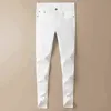 Bahar 2022 / Yaz kot erkek moda markası beyaz ince fit tozluk elastik düz tüp ışık lüks pantolon