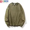 Rainbowtouches T-shirt a maniche lunghe da uomo High Street Coat Tide Wash Old Loose Tops Pullover oversize Cappotti da uomo Qualità superiore T220808