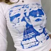 Gitana Grafische T-shirt voor Vrouwen Y2K Lange Mouwen Crop Tops Casual Vintage Kleding Mode Herfst Kawaii Harajuku Tee 220321