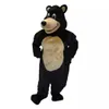 Pelziges Schwarzbär-Maskottchen-Kostüm, kurze Plüsch-Panda-Marionette, Wanderkleidung, Halloween, Weihnachten, Anime-Kleid, geschnitzte Parade-Anzüge