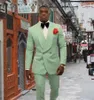 Pr￤gla mens br￶llop tuxedos kungbl￥ dubbelbr￶st groomsmen tuxedos man blazers jacka utm￤rkt 2 bit dr￤kter jacka byxor slips 1620