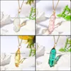 Pendant Necklaces Fashion Colorf Glass Hexagonal Prism Gold Wire Wrap Necklace For Women Jewelry Carshop2006 Dro Dh9Ug