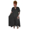 Plus Size Womens Maxi Dress 2022 Summer Loose Short Sleeve A-Line Lapel Button Casual Long Dress Vestido Clothing 5XL