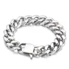 14mm 8.26 Inch Polished Stainless Steel Cuban Curb Link Chain Bracelet for Mens Boys Jewelry