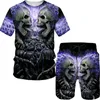 Survêtements pour hommes Hommes Summer Fashion Man Ensembles Skull T-shirt Shorts Survêtement 2 pièces Tenues 3D Cool Blouse à manches courtes pour hommes