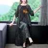 Ethnic Clothing Elegant Summer long Dress Women Chinese style plus size silk cotton blend vintage floral gown Asian cheongsam oriental costume